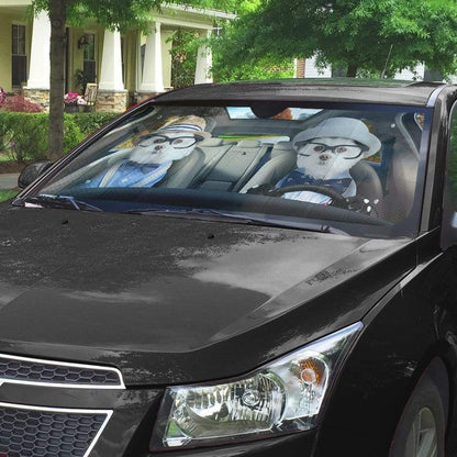 Gearhumans 3D Two Friend Soulmate Terrier Dogs Custom Car Auto Sunshade