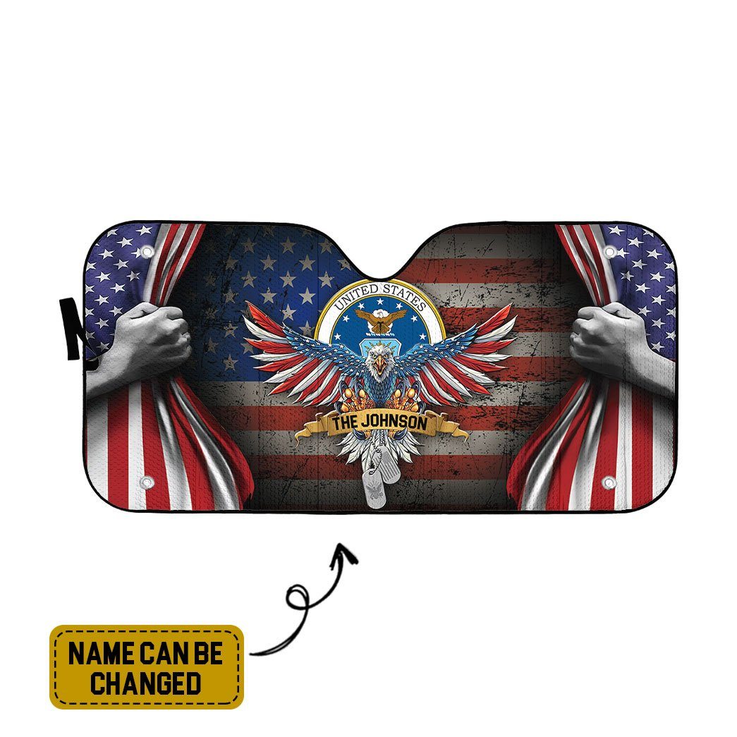 Gearhumans 3D US Air Force 4th July Custom Name Car Auto Sunshade