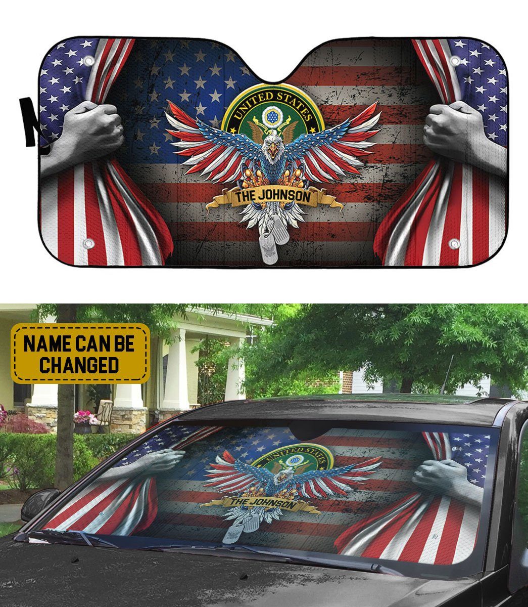 Gearhumans 3D US Armed Forces 4th July Custom Name Car Auto Sunshade
