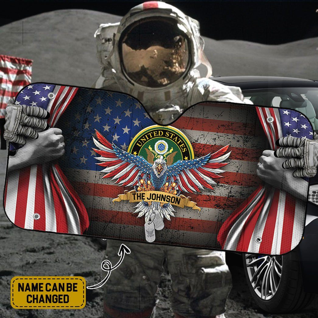 Gearhumans 3D US Armed Forces 4th July Custom Name Car Auto Sunshade