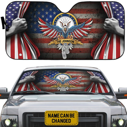 Gearhumans 3D US Navy 4th July Custom Name Car Auto Sunshade