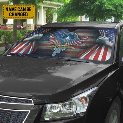 Gearhumans 3D US Space Force 4th July Custom Name Car Auto Sunshade