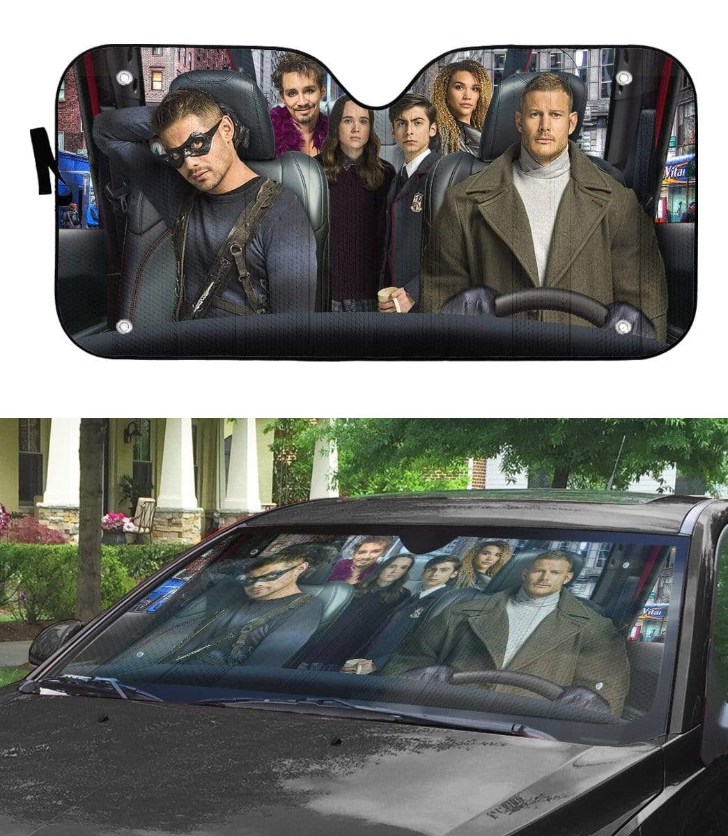 Gearhumans 3D Umbrella Academy Custom Car Auto Sunshade