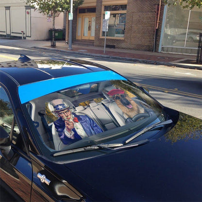 Gearhumans 3D Uncle Sam And German Shepherds Custom Car Auto Sunshade