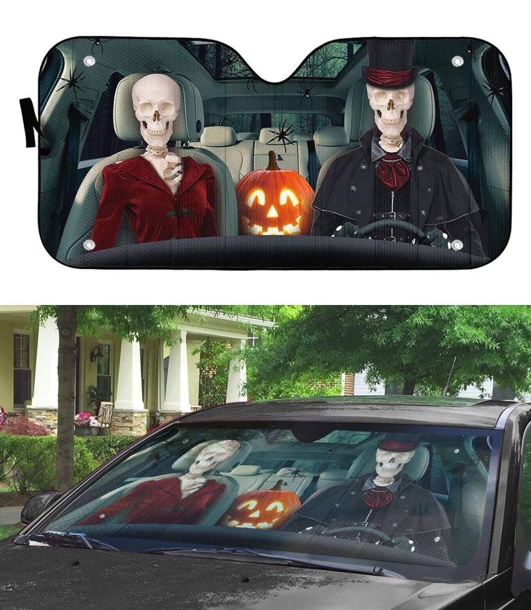 Gearhumans 3D Vampire Skeleton Custom Car Auto Sunshade