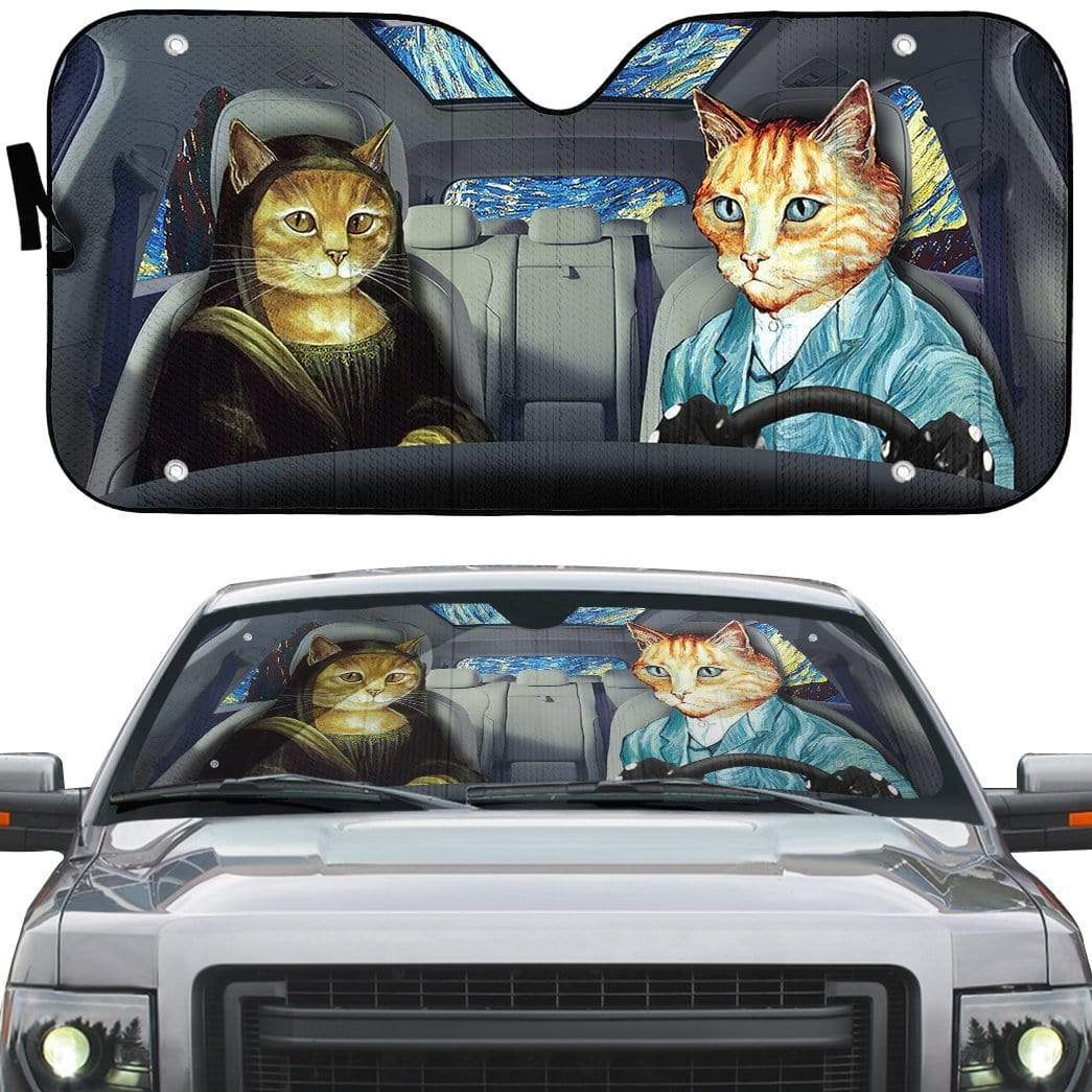 Gearhumans 3D Van Gogh And Mona Lisa Custom Car Auto Sunshade
