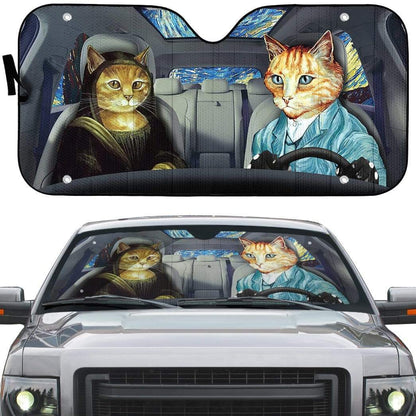 Gearhumans 3D Van Gogh And Mona Lisa Custom Car Auto Sunshade