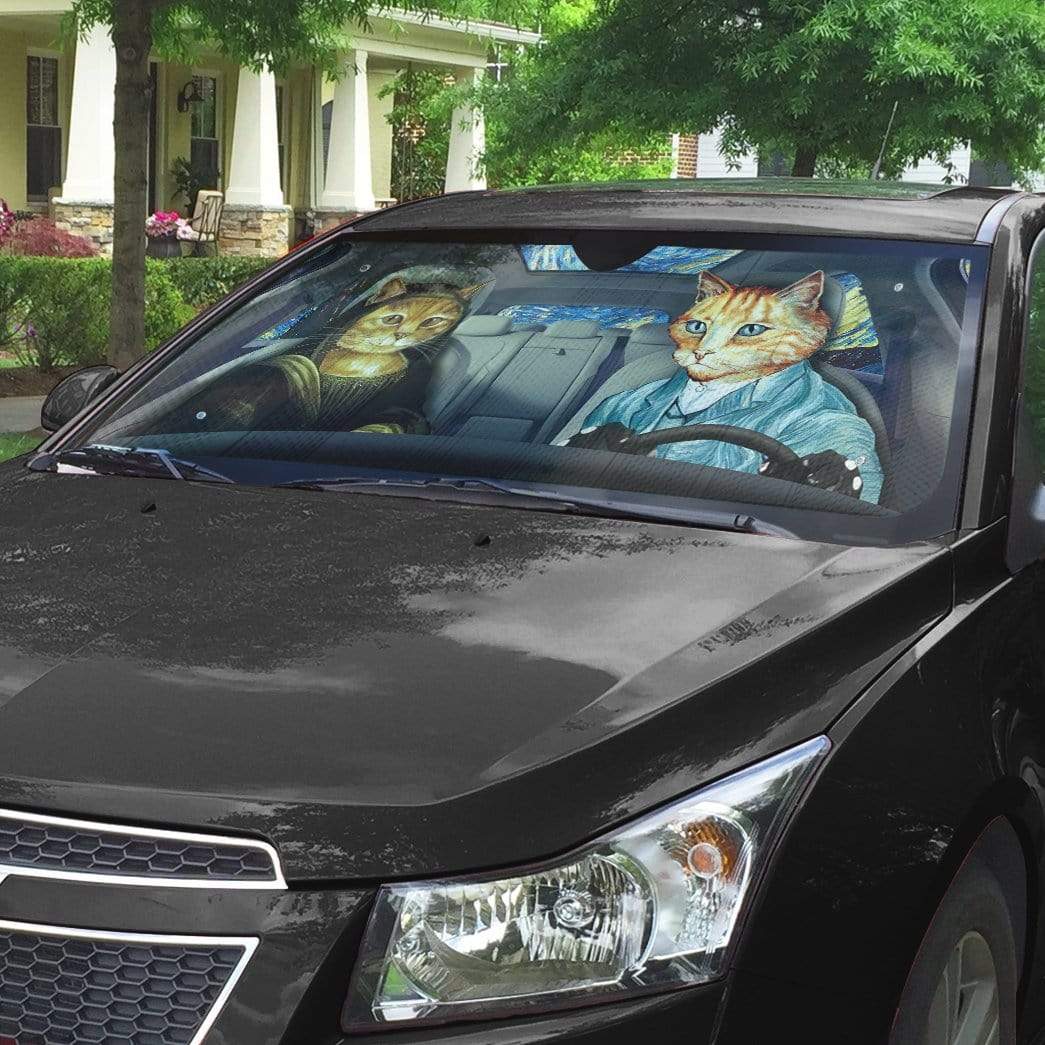 Gearhumans 3D Van Gogh And Mona Lisa Custom Car Auto Sunshade