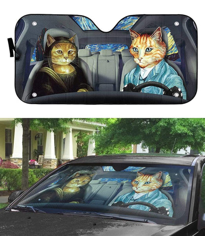 Gearhumans 3D Van Gogh And Mona Lisa Custom Car Auto Sunshade