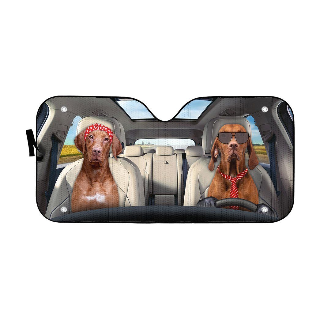 Gearhumans 3D Vizsla Dog Auto Car Sunshade