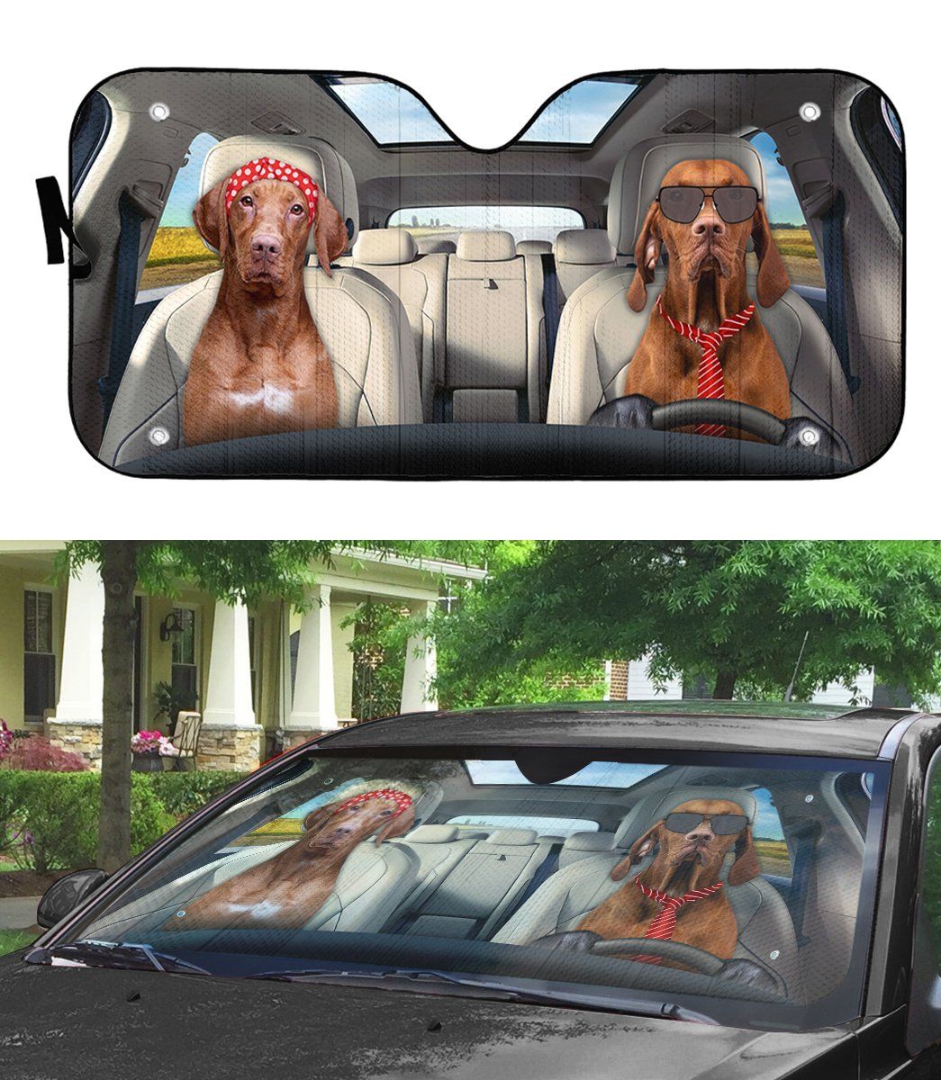 Gearhumans 3D Vizsla Dog Auto Car Sunshade