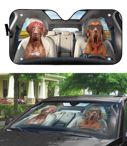 Gearhumans 3D Vizsla Dog Auto Car Sunshade
