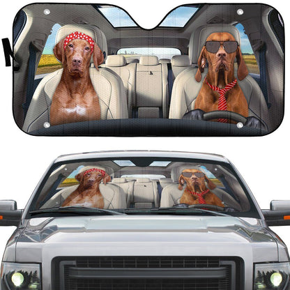 Gearhumans 3D Vizsla Dog Auto Car Sunshade
