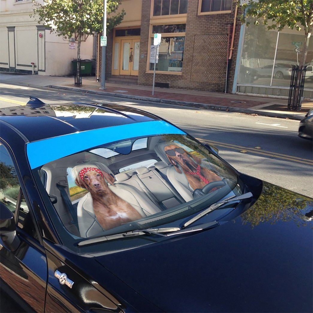 Gearhumans 3D Vizsla Dog Auto Car Sunshade