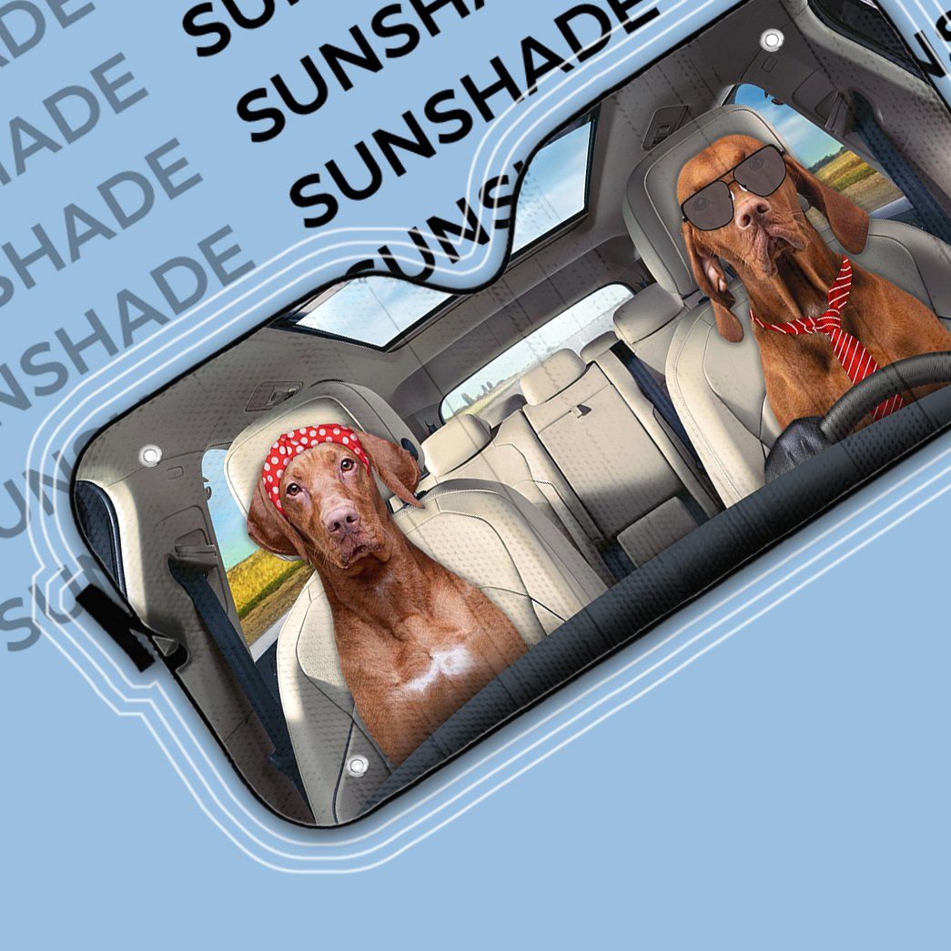 Gearhumans 3D Vizsla Dog Auto Car Sunshade
