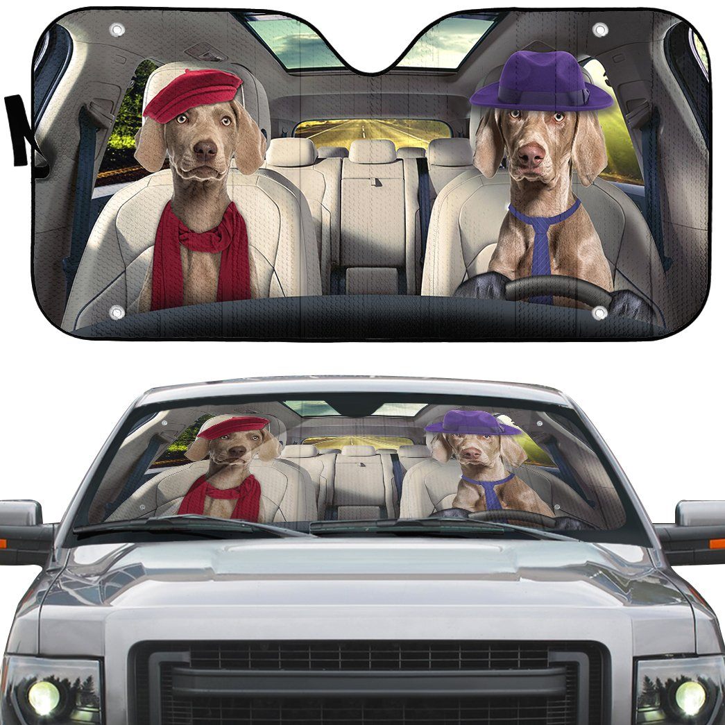 Gearhumans 3D Weimaraner Dog Auto Car Sunshade