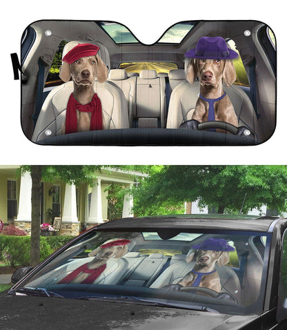 Gearhumans 3D Weimaraner Dog Auto Car Sunshade