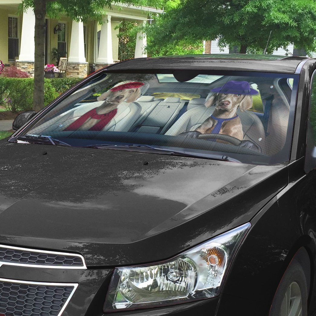Gearhumans 3D Weimaraner Dog Auto Car Sunshade