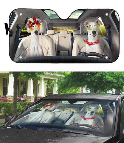 Gearhumans 3D Whippet Dog Auto Car Sunshade