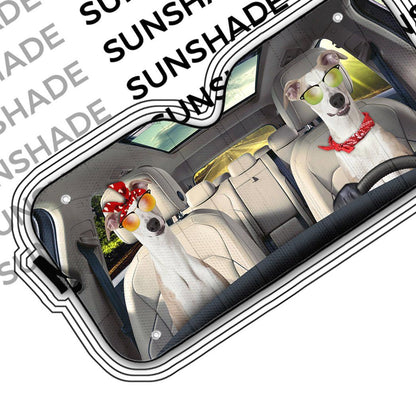 Gearhumans 3D Whippet Dog Auto Car Sunshade