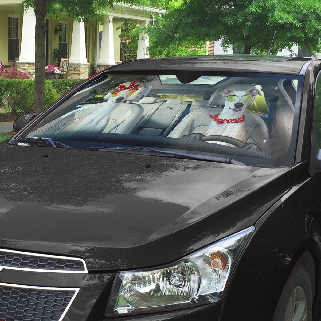 Gearhumans 3D Whippet Dog Auto Car Sunshade