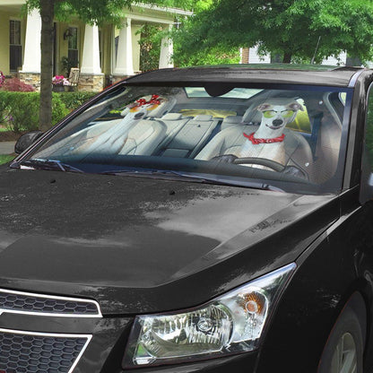 Gearhumans 3D Whippet Dog Auto Car Sunshade