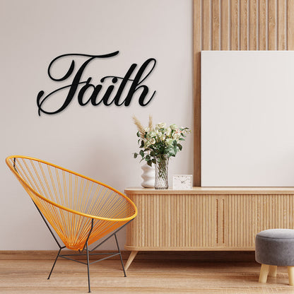 Faith Word Metal Wall Art Decor for Dining Room Kitchen Door Decorations