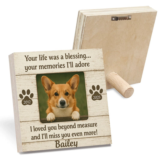 Personalized Wooden Photo Block – Pet Memorial Frame with Dog Picture
