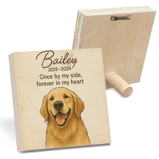 Pet Memorial Gift – Custom Portrait Wooden Photo Block with Name & Quote