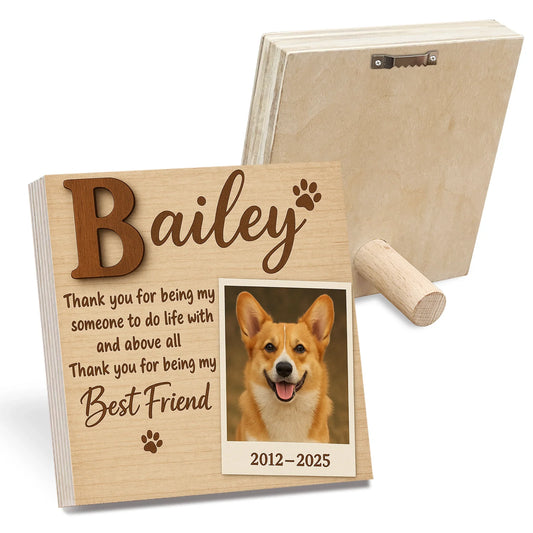Pet Memorial Frame Gift – Wooden Photo Block for Dog Loss