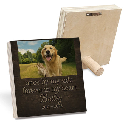 Dog Memorial Frame – Personalized Wooden Block with Pet Photo & Years