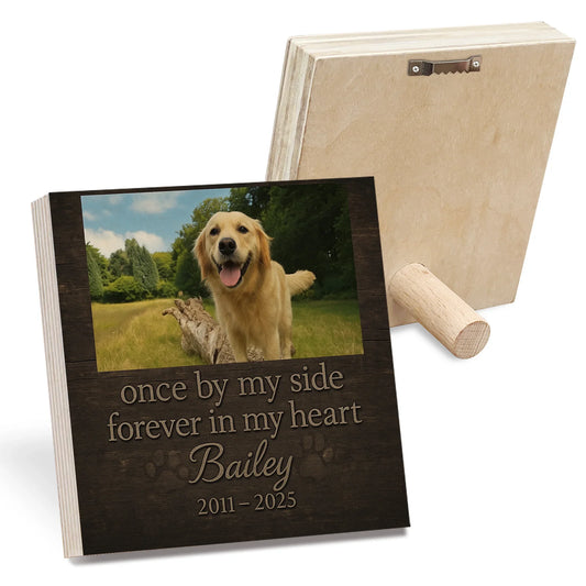 Dog Memorial Frame – Personalized Wooden Block with Pet Photo & Years