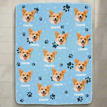 Custom Pet Face - Personalized Monogrammed Dog Photo Blanket - PersonalizedFury