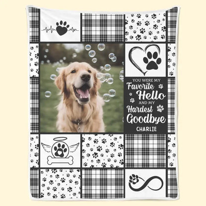 Dog Memorial Blanket – Favorite Hello Patchwork Photo Gift For Pet Loss - PersonalizedFury