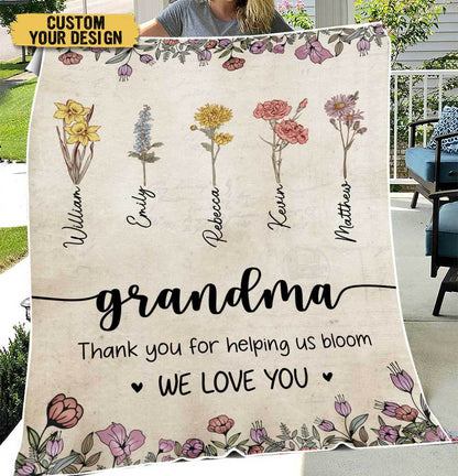 Personalized Grandma’s Garden Flower Blanket Custom Name Gift - PersonalizedFury
