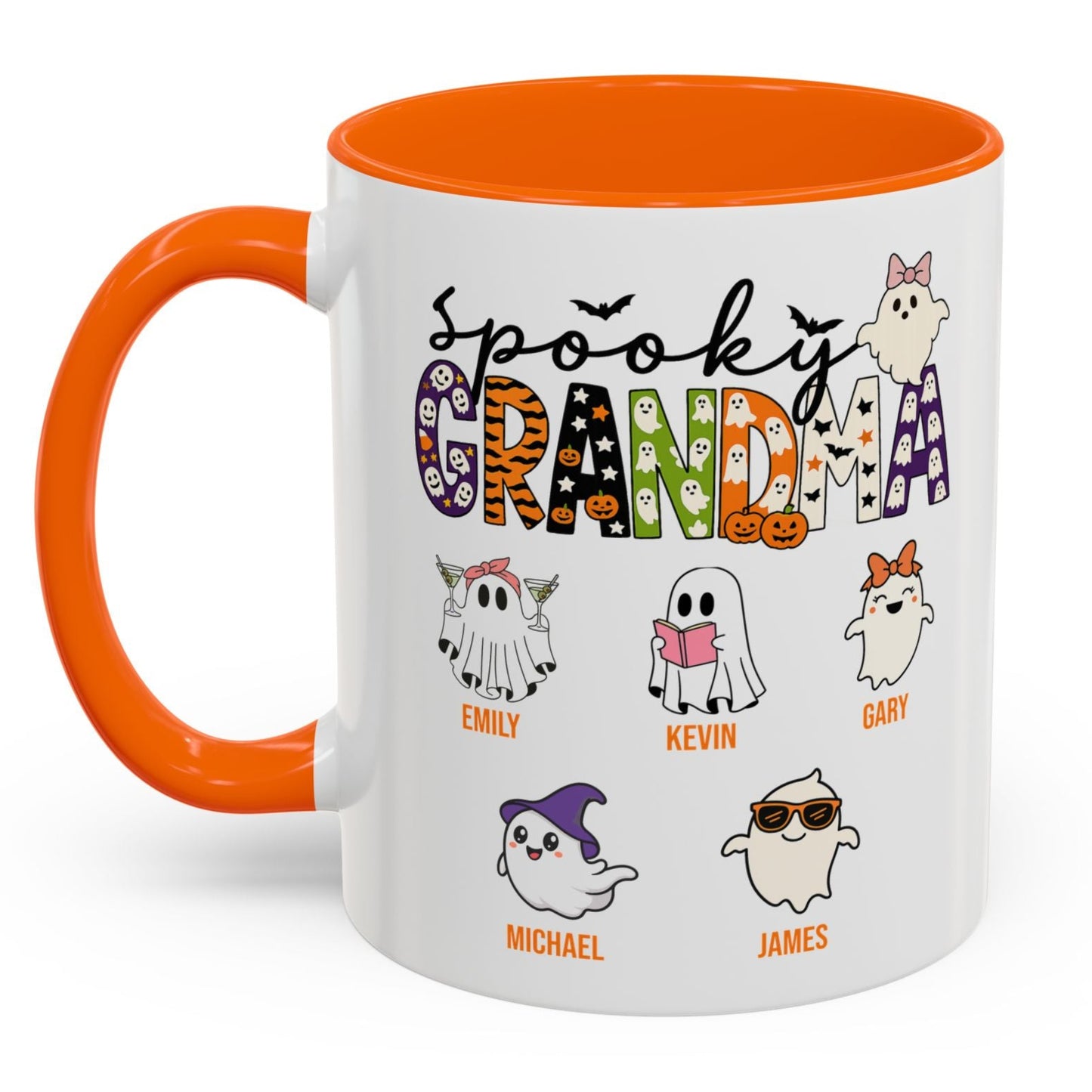 Spooky Grandma Accent Mug – Personalized Halloween Gift with Grandkids’ Names - PersonalizedFury