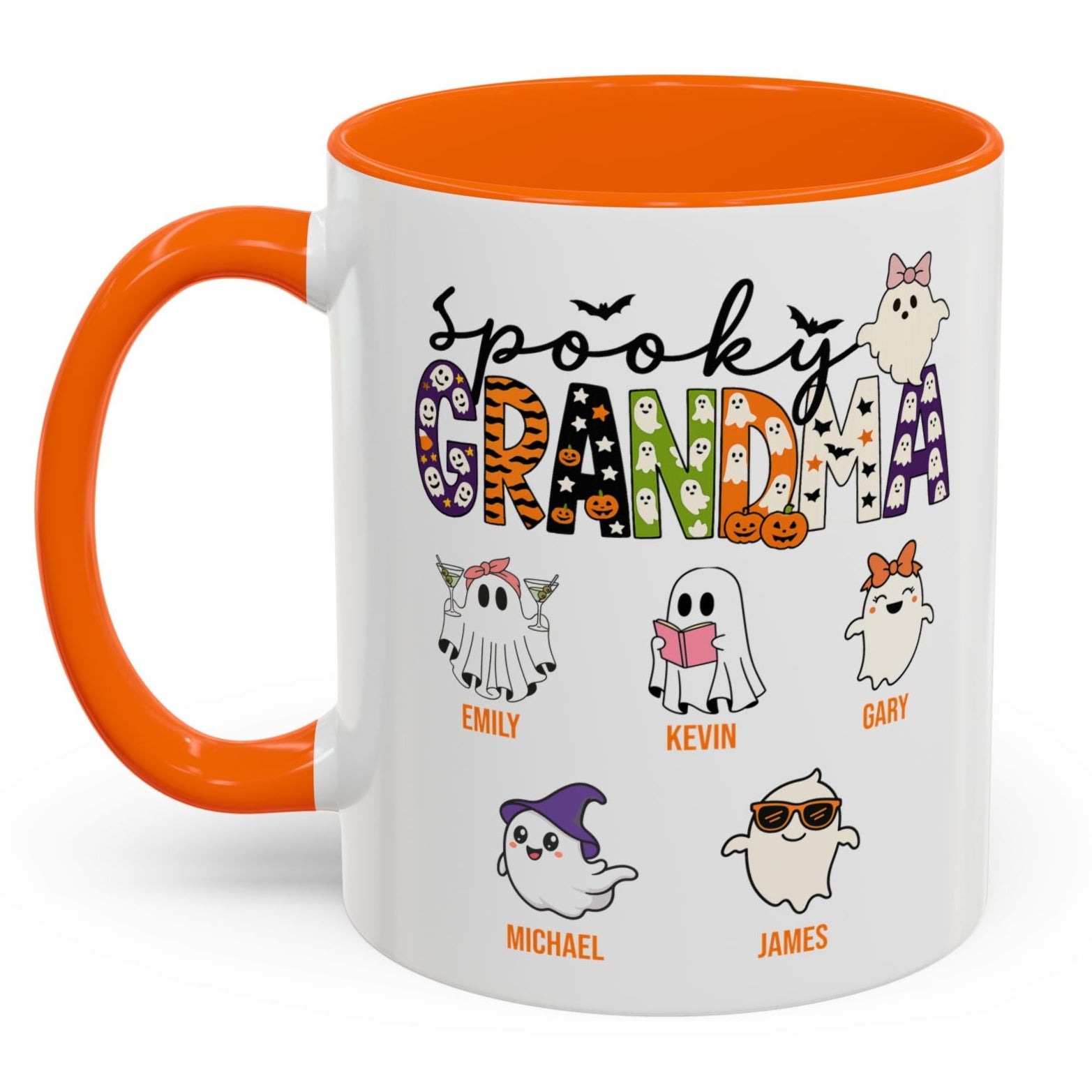 Spooky Grandma Accent Mug – Personalized Halloween Gift with Grandkids’ Names - PersonalizedFury