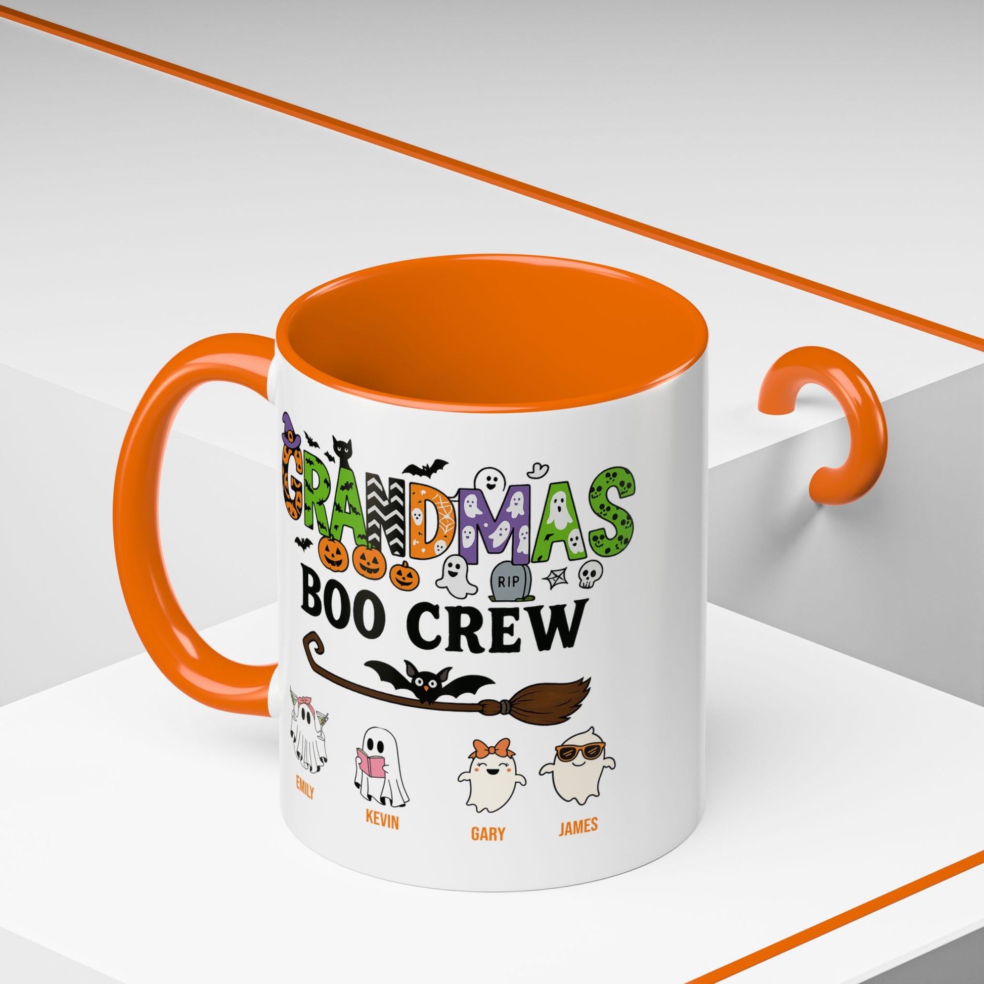 Grandma’s Boo Crew Accent Mug – Personalized Halloween Gift with Names - PersonalizedFury