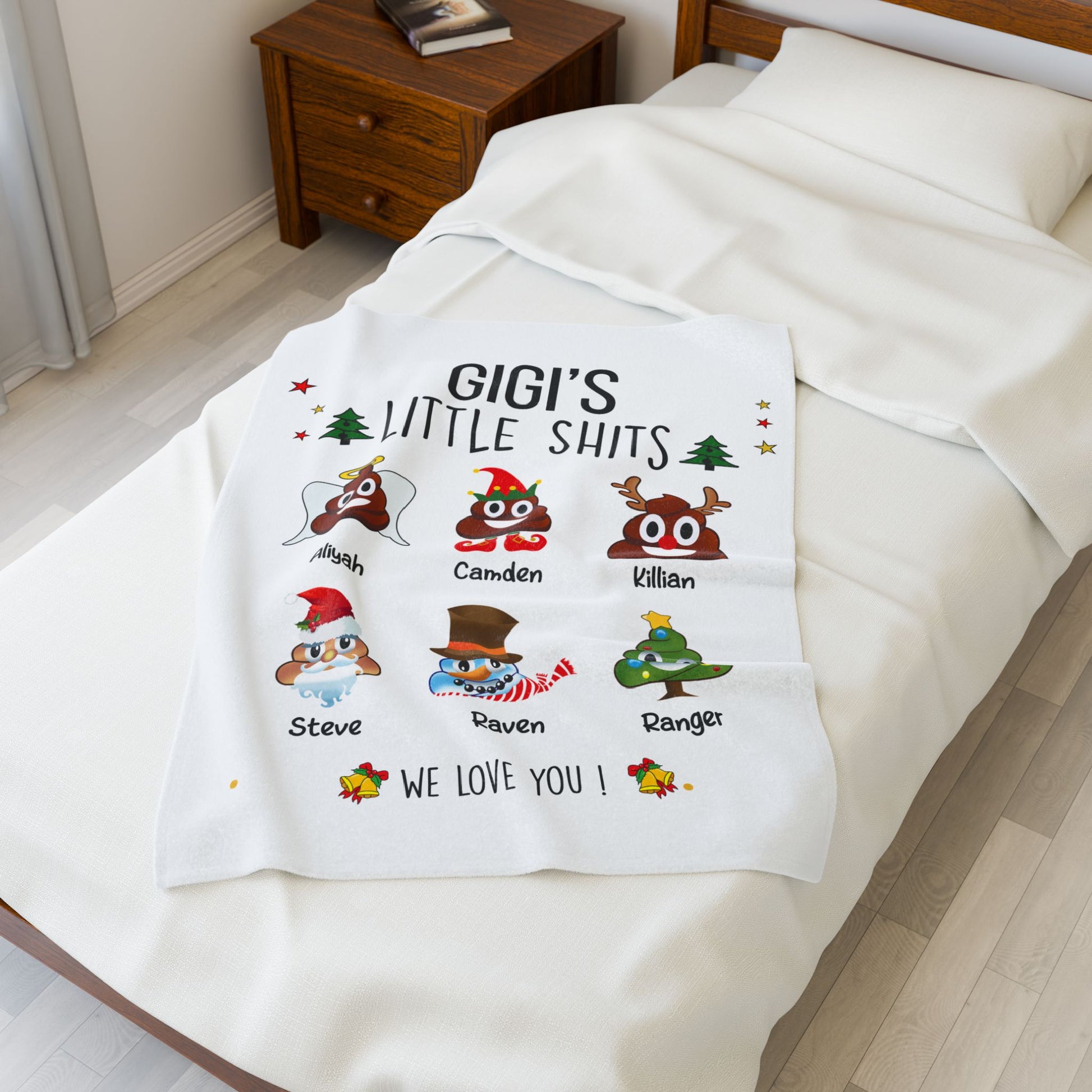 Personalized Gift For Gigi - Christmas Blanket with Grandkids names - PersonalizedFury