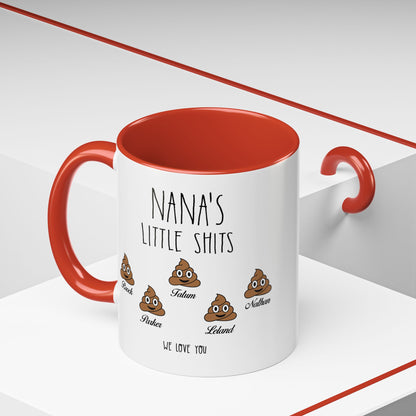 Personalized Nana with Grandkids Names Accent Coffee Mug - Gift For Family - PersonalizedFury