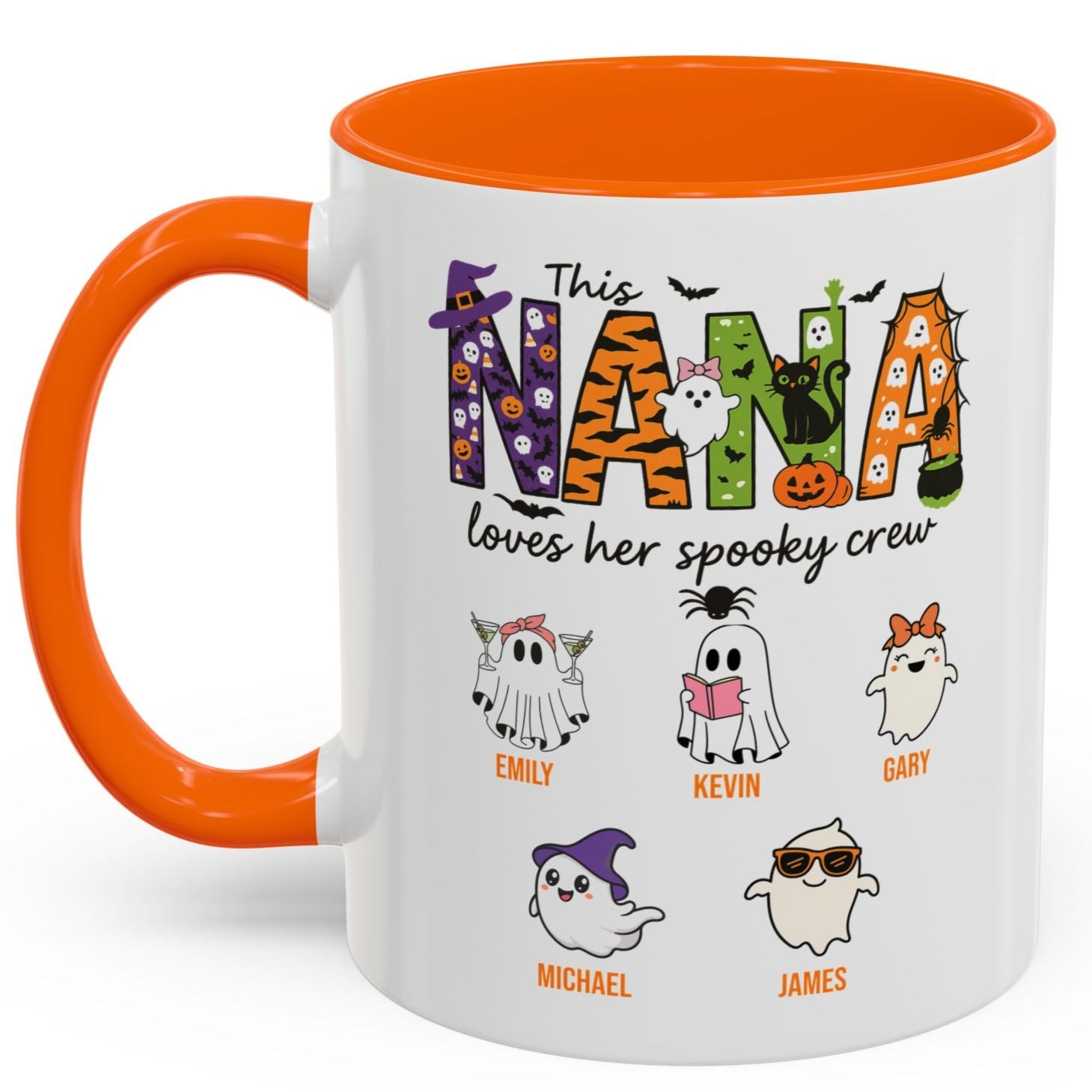 Nana Loves Her Spooky Crew Accent Mug – Personalized Halloween Gift - PersonalizedFury