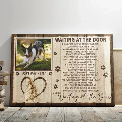 Waiting at the Door Pet Memorial Canvas – Custom Dog Photo & Name Gift - PersonalizedFury