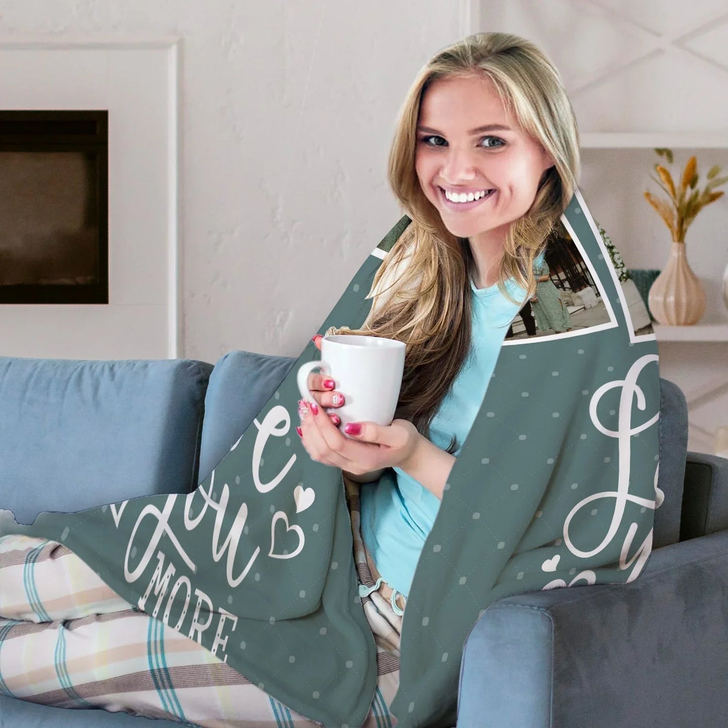 Love You More - Personalized Anniversary or Valentine's Day gift for Husband or Wife - Custom Blanket