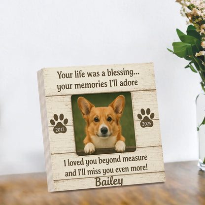 Personalized Wooden Photo Block – Pet Memorial Frame with Dog Picture