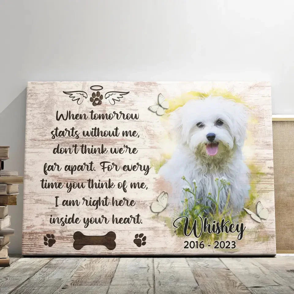 Dog Memorial Canvas with Photo – Personalized Pet Loss Gift - PersonalizedFury