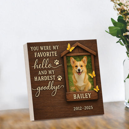 Pet Memorial Gift – Personalized Wooden Photo Block for Dog Loss