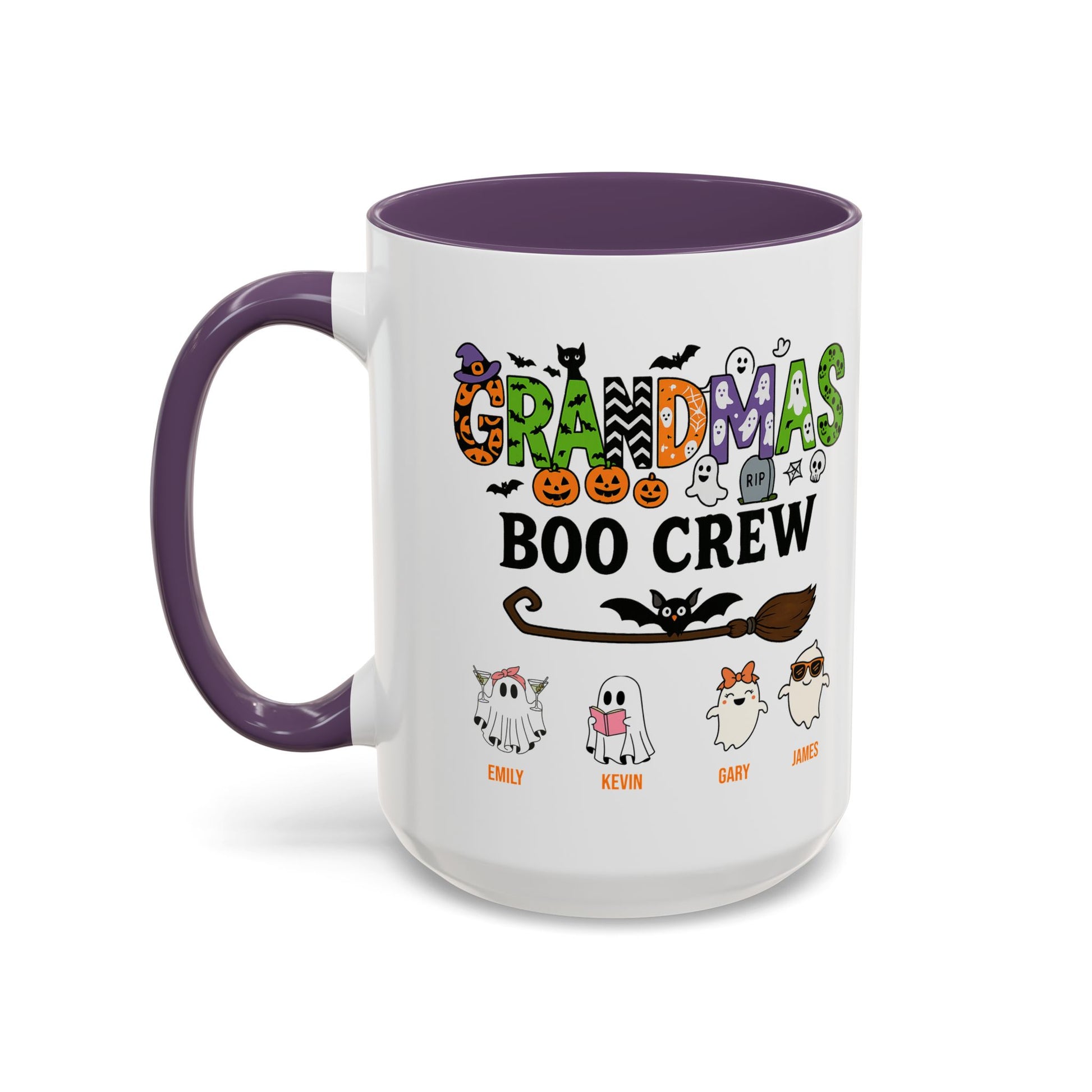 Grandma’s Boo Crew Accent Mug – Personalized Halloween Gift with Names - PersonalizedFury