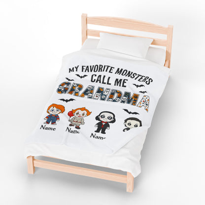 Grandma Halloween Blanket - Favorite Monsters Call Me Grandma Gift - PersonalizedFury