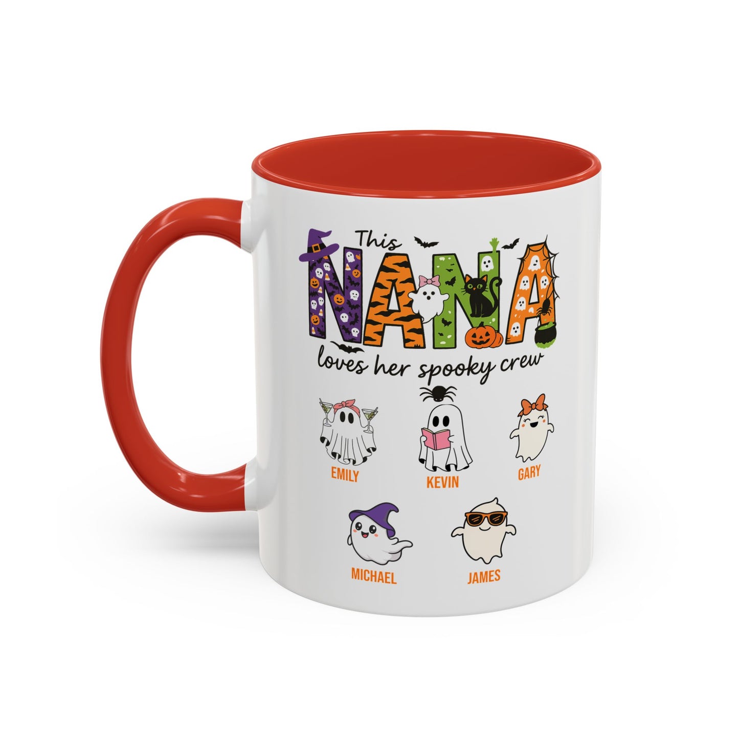 Nana Loves Her Spooky Crew Accent Mug – Personalized Halloween Gift - PersonalizedFury