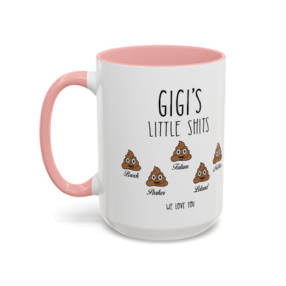 Personalized Gigi with Grandkids Names Accent Coffee Mug - Gift For Gigi - PersonalizedFury
